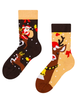 Chaussettes rigolotes pour enfants Renne et Père Noël